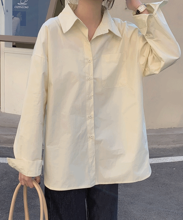 레이나 루즈핏 라펠 슬리브 셔츠